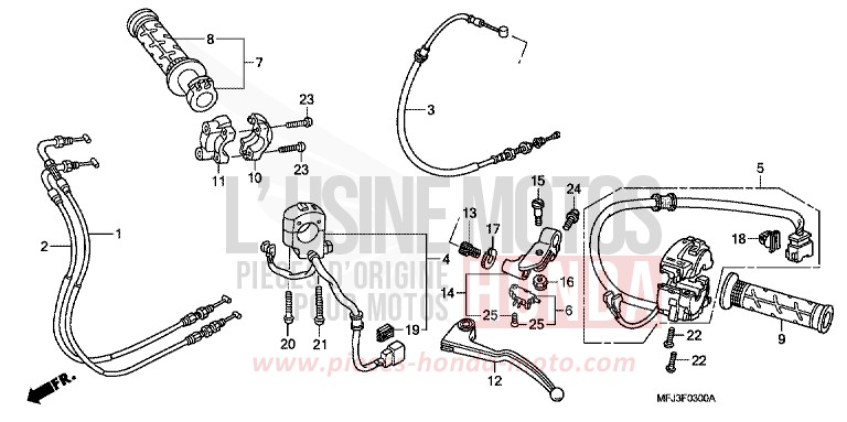 LEVIER DE GUIDON/COMMUTATEUR/CABLE de CBR600RR ABS PEARL SUNBEAM WHITE (NHA66KB) 2009